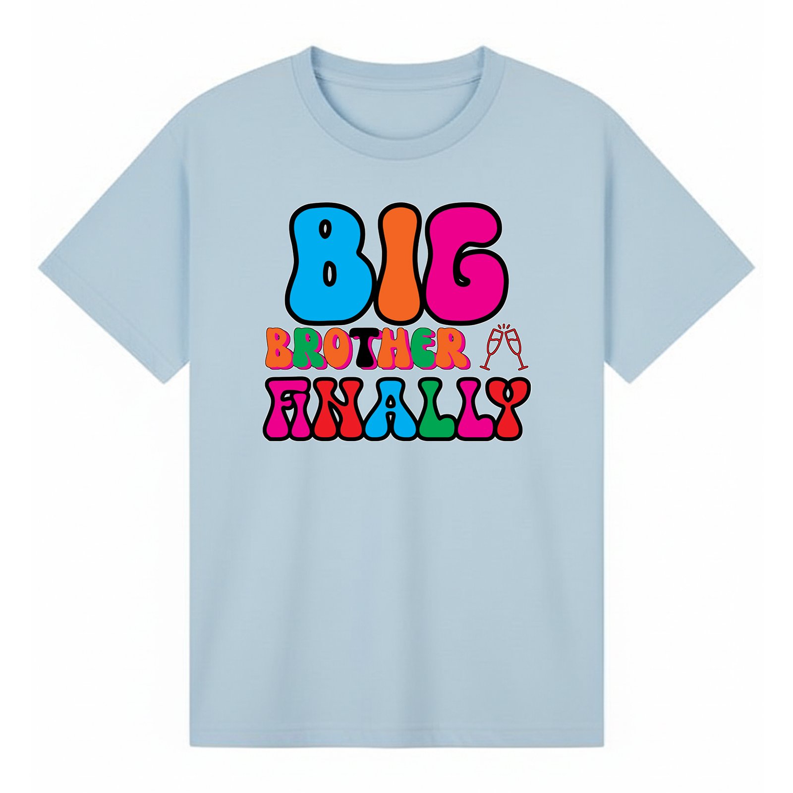 BGBRO23 artwork on light blue T-shirt