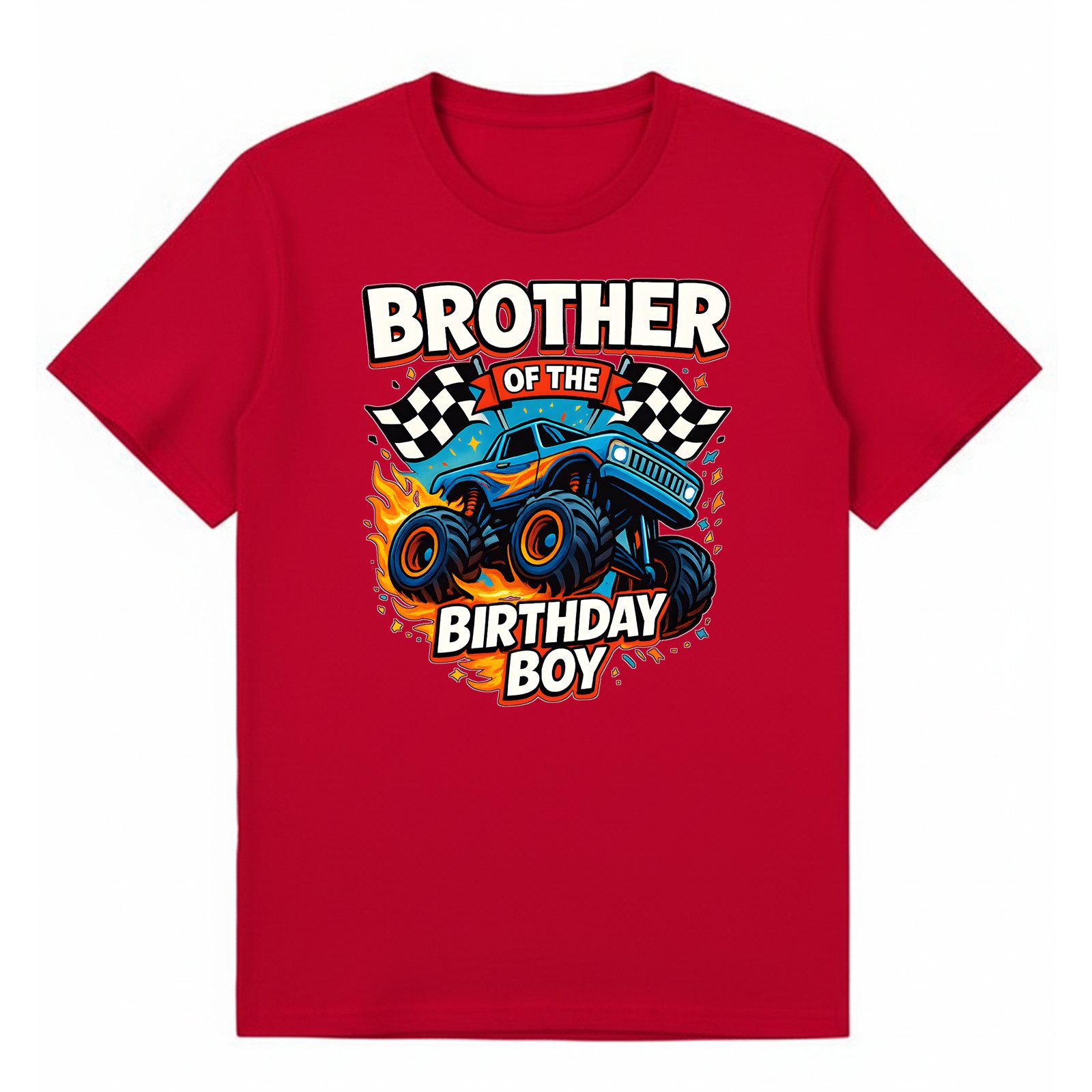 BGBRO29 artwork on red T-shirt