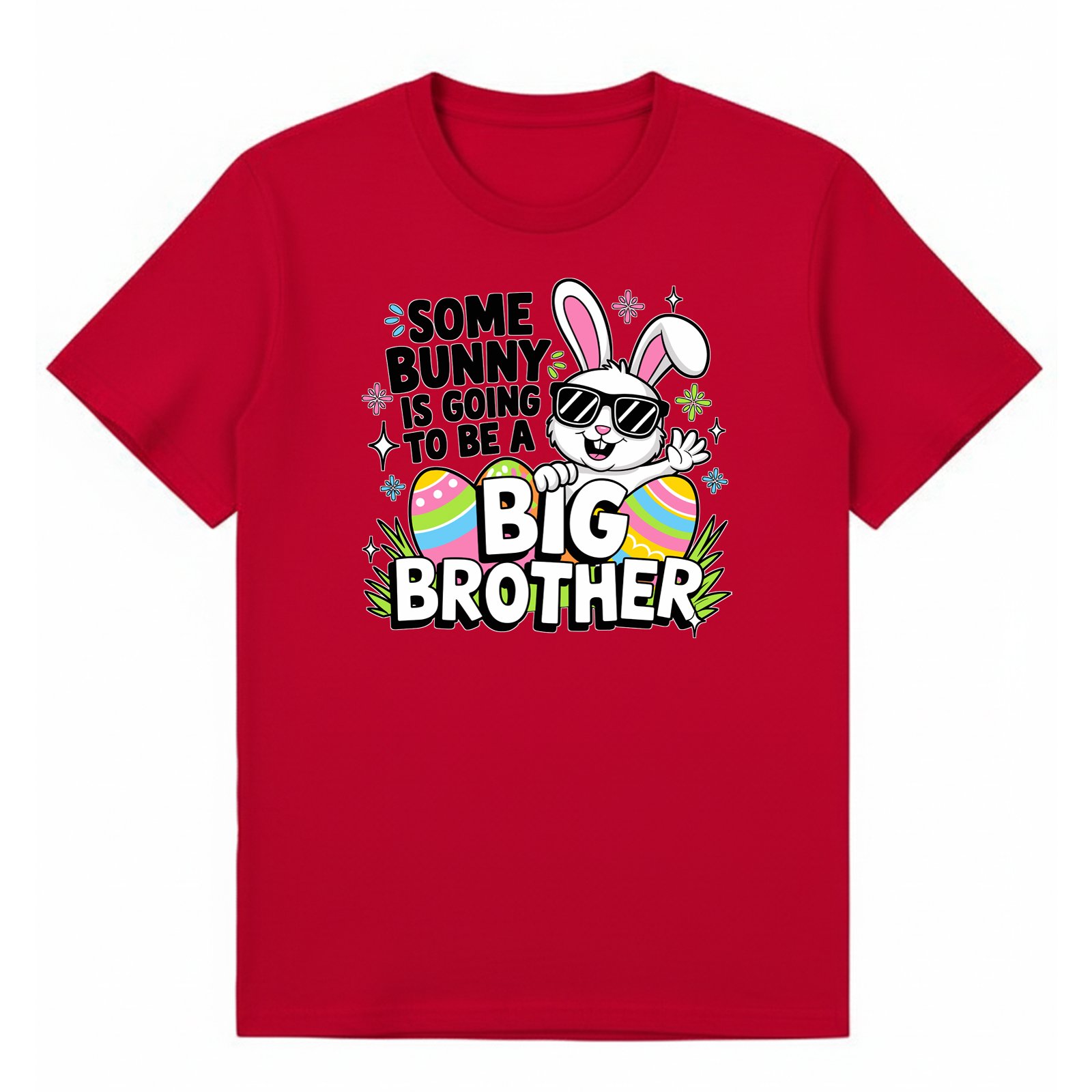 BGBRO57 artwork on red T-shirt