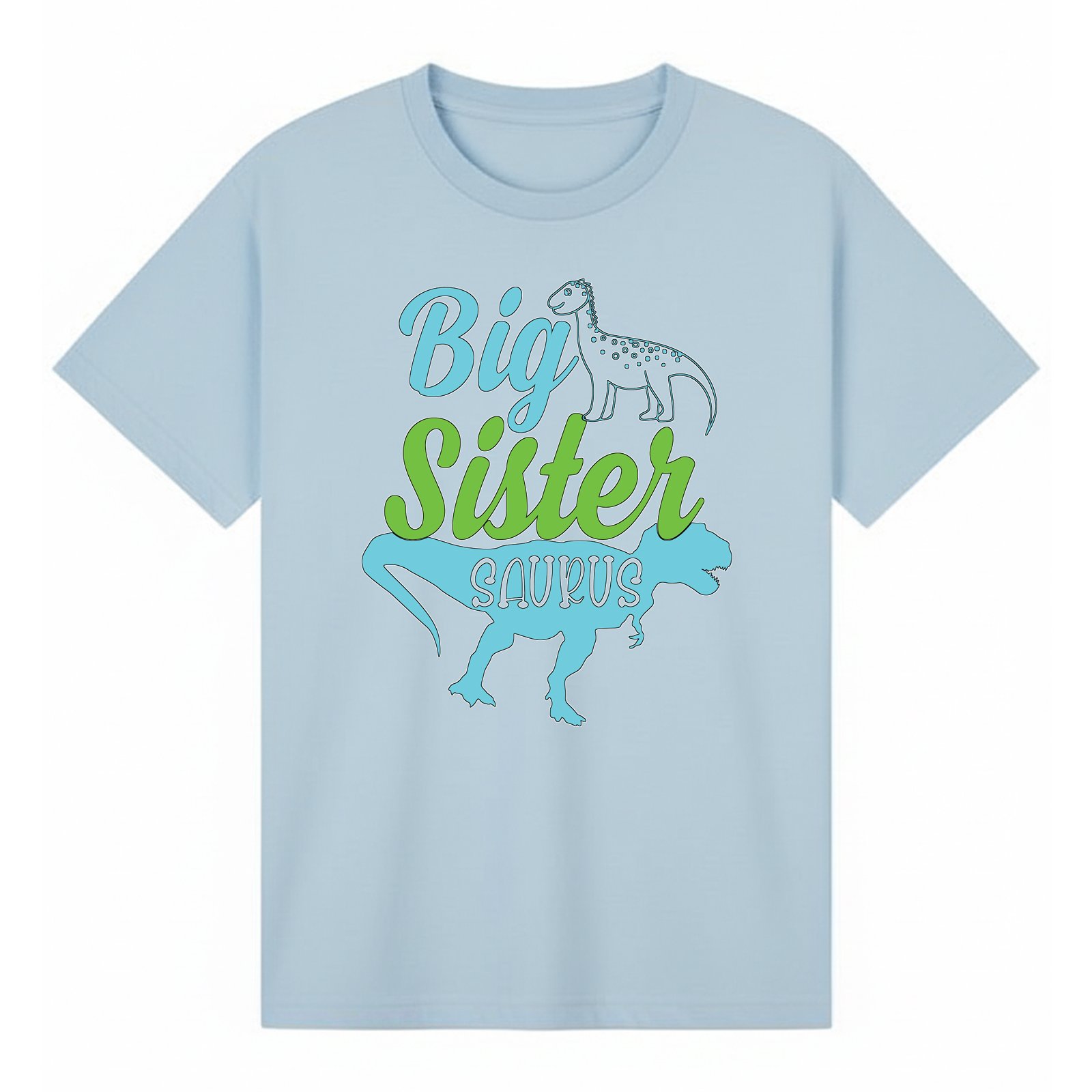 BGSIS64 artwork on light blue T-shirt